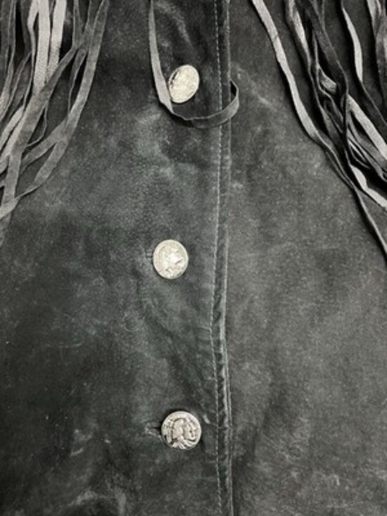 Cedars Black Suede Leather Fringe Jacket Western Cowgirl Size L vintage - Picture 2 of 7